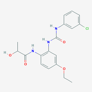 molecular formula C18H20ClN3O4 B499979 N-(2-{[(3-chlorophenyl)carbamoyl]amino}-4-ethoxyphenyl)-2-hydroxypropanamide 