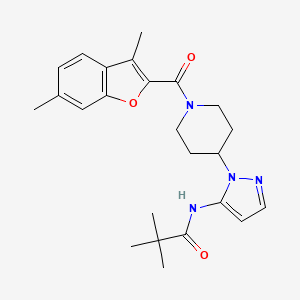 molecular formula C24H30N4O3 B4999859 N-[2-[1-(3,6-dimethyl-1-benzofuran-2-carbonyl)piperidin-4-yl]pyrazol-3-yl]-2,2-dimethylpropanamide CAS No. 1185542-83-9