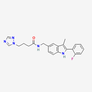 molecular formula C22H22FN5O B4999877 N-{[2-(2-fluorophenyl)-3-methyl-1H-indol-5-yl]methyl}-4-(1H-1,2,4-triazol-1-yl)butanamide 