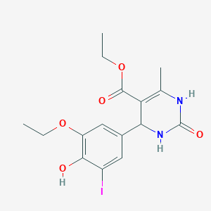 molecular formula C16H19IN2O5 B4999885 ethyl 4-(3-ethoxy-4-hydroxy-5-iodophenyl)-6-methyl-2-oxo-1,2,3,4-tetrahydro-5-pyrimidinecarboxylate 