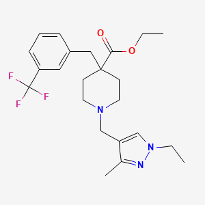 molecular formula C23H30F3N3O2 B4999889 ethyl 1-[(1-ethyl-3-methyl-1H-pyrazol-4-yl)methyl]-4-[3-(trifluoromethyl)benzyl]-4-piperidinecarboxylate 