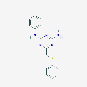 molecular formula C17H17N5S B499992 N2-(4-METHYLPHENYL)-6-[(PHENYLSULFANYL)METHYL]-1,3,5-TRIAZINE-2,4-DIAMINE 
