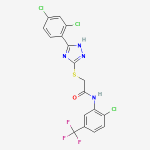 molecular formula C17H10Cl3F3N4OS B4999961 N-[2-chloro-5-(trifluoromethyl)phenyl]-2-[[5-(2,4-dichlorophenyl)-1H-1,2,4-triazol-3-yl]sulfanyl]acetamide 