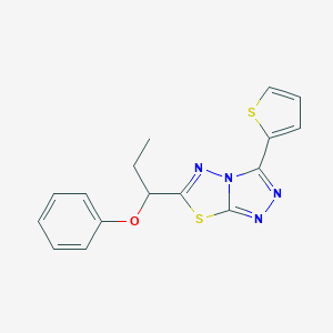 molecular formula C16H14N4OS2 B500015 phenyl 1-[3-(2-thienyl)[1,2,4]triazolo[3,4-b][1,3,4]thiadiazol-6-yl]propyl ether 
