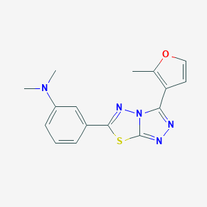 molecular formula C16H15N5OS B500030 N,N-dimethyl-N-{3-[3-(2-methyl-3-furyl)[1,2,4]triazolo[3,4-b][1,3,4]thiadiazol-6-yl]phenyl}amine CAS No. 878434-75-4