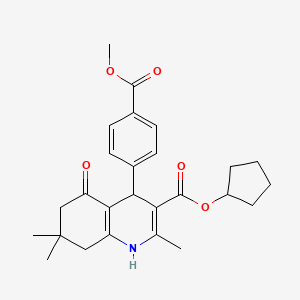 molecular formula C26H31NO5 B5000319 cyclopentyl 4-[4-(methoxycarbonyl)phenyl]-2,7,7-trimethyl-5-oxo-1,4,5,6,7,8-hexahydro-3-quinolinecarboxylate 