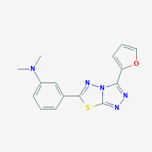 molecular formula C15H13N5OS B500038 N-{3-[3-(2-furyl)[1,2,4]triazolo[3,4-b][1,3,4]thiadiazol-6-yl]phenyl}-N,N-dimethylamine CAS No. 878433-96-6