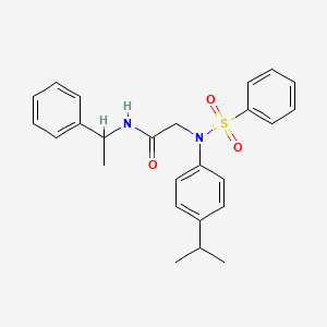 molecular formula C25H28N2O3S B5000398 N-(1-phenylethyl)-N~2~-(phenylsulfonyl)-N~2~-[4-(propan-2-yl)phenyl]glycinamide 