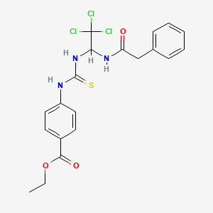 molecular formula C20H20Cl3N3O3S B5000460 ethyl 4-{[({2,2,2-trichloro-1-[(phenylacetyl)amino]ethyl}amino)carbonothioyl]amino}benzoate 