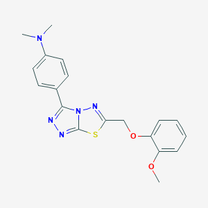 molecular formula C19H19N5O2S B500051 N-(4-{6-[(2-methoxyphenoxy)methyl][1,2,4]triazolo[3,4-b][1,3,4]thiadiazol-3-yl}phenyl)-N,N-dimethylamine CAS No. 878431-05-1