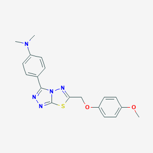 molecular formula C19H19N5O2S B500052 N-(4-{6-[(4-methoxyphenoxy)methyl][1,2,4]triazolo[3,4-b][1,3,4]thiadiazol-3-yl}phenyl)-N,N-dimethylamine CAS No. 878431-13-1