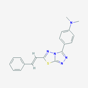 molecular formula C19H17N5S B500059 N,N-dimethyl-N-{4-[6-(2-phenylvinyl)[1,2,4]triazolo[3,4-b][1,3,4]thiadiazol-3-yl]phenyl}amine CAS No. 895333-95-6