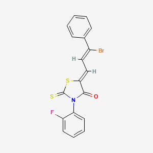 molecular formula C18H11BrFNOS2 B5000590 (5Z)-5-[(Z)-3-bromo-3-phenylprop-2-enylidene]-3-(2-fluorophenyl)-2-sulfanylidene-1,3-thiazolidin-4-one 
