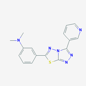 molecular formula C16H14N6S B500061 N,N-dimethyl-3-(3-pyridin-3-yl-[1,2,4]triazolo[3,4-b][1,3,4]thiadiazol-6-yl)aniline CAS No. 878432-73-6