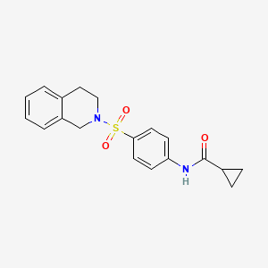 molecular formula C19H20N2O3S B5000650 N-[4-(3,4-dihydro-2(1H)-isoquinolinylsulfonyl)phenyl]cyclopropanecarboxamide 