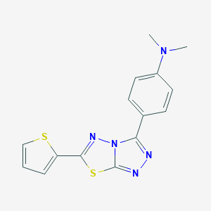 molecular formula C15H13N5S2 B500068 N,N-dimethyl-4-(6-thiophen-2-yl-[1,2,4]triazolo[3,4-b][1,3,4]thiadiazol-3-yl)aniline CAS No. 878431-28-8