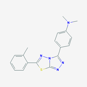 molecular formula C18H17N5S B500077 N,N-dimethyl-4-[6-(2-methylphenyl)[1,2,4]triazolo[3,4-b][1,3,4]thiadiazol-3-yl]aniline 