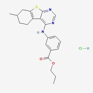 molecular formula C21H24ClN3O2S B5000857 propyl 3-[(7-methyl-5,6,7,8-tetrahydro[1]benzothieno[2,3-d]pyrimidin-4-yl)amino]benzoate hydrochloride 