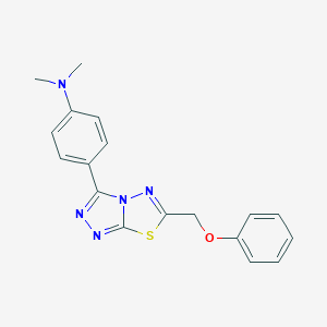 molecular formula C18H17N5OS B500094 N,N-dimethyl-N-{4-[6-(phenoxymethyl)[1,2,4]triazolo[3,4-b][1,3,4]thiadiazol-3-yl]phenyl}amine CAS No. 879761-82-7
