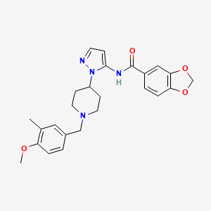 molecular formula C25H28N4O4 B5000956 N-{1-[1-(4-methoxy-3-methylbenzyl)-4-piperidinyl]-1H-pyrazol-5-yl}-1,3-benzodioxole-5-carboxamide 
