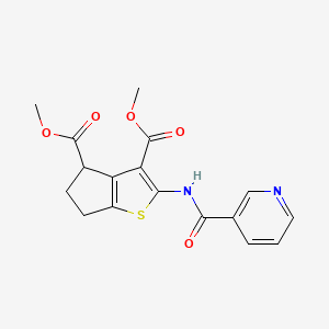 molecular formula C17H16N2O5S B5000992 dimethyl 2-[(3-pyridinylcarbonyl)amino]-5,6-dihydro-4H-cyclopenta[b]thiophene-3,4-dicarboxylate 