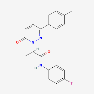 molecular formula C21H20FN3O2 B5001039 N-(4-fluorophenyl)-2-[3-(4-methylphenyl)-6-oxopyridazin-1(6H)-yl]butanamide 