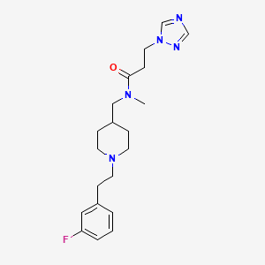 molecular formula C20H28FN5O B5001076 N-({1-[2-(3-fluorophenyl)ethyl]-4-piperidinyl}methyl)-N-methyl-3-(1H-1,2,4-triazol-1-yl)propanamide 