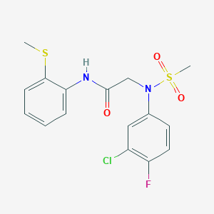 molecular formula C16H16ClFN2O3S2 B5001153 N~2~-(3-chloro-4-fluorophenyl)-N~2~-(methylsulfonyl)-N~1~-[2-(methylthio)phenyl]glycinamide 