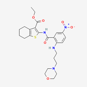 molecular formula C25H32N4O6S B5001158 ethyl 2-[(2-{[3-(4-morpholinyl)propyl]amino}-5-nitrobenzoyl)amino]-4,5,6,7-tetrahydro-1-benzothiophene-3-carboxylate 