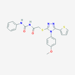 molecular formula C22H19N5O3S2 B500128 N-({[4-(4-methoxyphenyl)-5-(2-thienyl)-4H-1,2,4-triazol-3-yl]sulfanyl}acetyl)-N'-phenylurea 