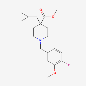 molecular formula C20H28FNO3 B5001288 ethyl 4-(cyclopropylmethyl)-1-(4-fluoro-3-methoxybenzyl)-4-piperidinecarboxylate 
