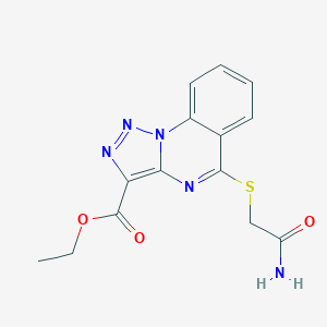 molecular formula C14H13N5O3S B500140 Ethyl 5-[(2-amino-2-oxoethyl)sulfanyl][1,2,3]triazolo[1,5-a]quinazoline-3-carboxylate 