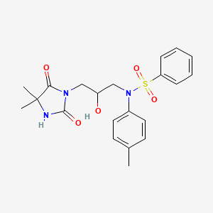 molecular formula C21H25N3O5S B5001410 N~1~-[3-(4,4-DIMETHYL-2,5-DIOXO-1-IMIDAZOLIDINYL)-2-HYDROXYPROPYL]-N~1~-(4-METHYLPHENYL)-1-BENZENESULFONAMIDE 