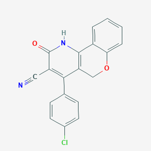 molecular formula C19H11ClN2O2 B500148 4-(4-chlorophenyl)-2-oxo-1,5-dihydro-2H-chromeno[4,3-b]pyridine-3-carbonitrile 