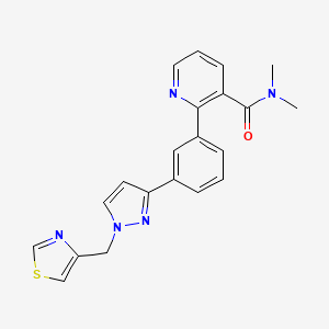 molecular formula C21H19N5OS B5001561 N,N-dimethyl-2-{3-[1-(1,3-thiazol-4-ylmethyl)-1H-pyrazol-3-yl]phenyl}nicotinamide 