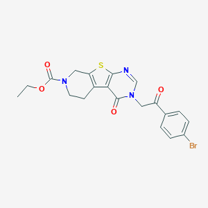 molecular formula C20H18BrN3O4S B500161 ethyl 4-[2-(4-bromophenyl)-2-oxoethyl]-3-oxo-8-thia-4,6,11-triazatricyclo[7.4.0.02,7]trideca-1(9),2(7),5-triene-11-carboxylate 