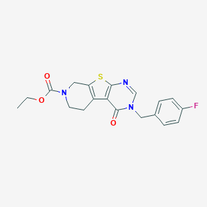 molecular formula C19H18FN3O3S B500163 ethyl 4-[(4-fluorophenyl)methyl]-3-oxo-8-thia-4,6,11-triazatricyclo[7.4.0.02,7]trideca-1(9),2(7),5-triene-11-carboxylate 