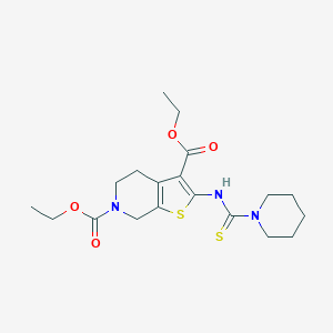 molecular formula C19H27N3O4S2 B500169 diethyl 2-[(1-piperidinylcarbothioyl)amino]-4,7-dihydrothieno[2,3-c]pyridine-3,6(5H)-dicarboxylate 