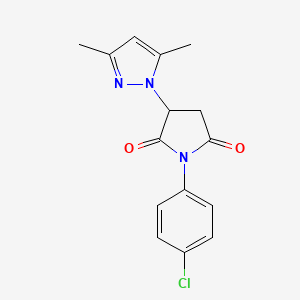 molecular formula C15H14ClN3O2 B5001788 1-(4-chlorophenyl)-3-(3,5-dimethyl-1H-pyrazol-1-yl)-2,5-pyrrolidinedione 