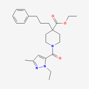 molecular formula C24H33N3O3 B5002256 ethyl 1-[(1-ethyl-3-methyl-1H-pyrazol-5-yl)carbonyl]-4-(3-phenylpropyl)-4-piperidinecarboxylate 