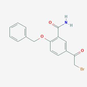 molecular formula C16H14BrNO3 B050024 5-(Bromoacetyl)-2-(phenylmethoxy)benzamide CAS No. 72370-19-5