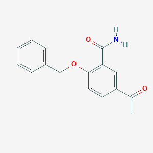 molecular formula C16H15NO3 B050027 5-Acetyl-2-(phenylmethoxy)benzamide CAS No. 75637-30-8