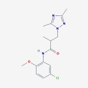 molecular formula C15H19ClN4O2 B500276 N-(5-chloro-2-methoxyphenyl)-3-(3,5-dimethyl-1H-1,2,4-triazol-1-yl)-2-methylpropanamide CAS No. 942033-74-1