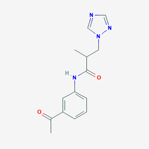 molecular formula C14H16N4O2 B500278 N-(3-acetylphenyl)-2-methyl-3-(1H-1,2,4-triazol-1-yl)propanamide CAS No. 942358-88-5