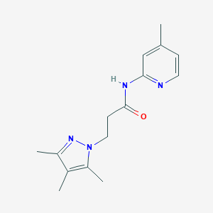 molecular formula C15H20N4O B500290 N-(4-methylpyridin-2-yl)-3-(3,4,5-trimethyl-1H-pyrazol-1-yl)propanamide CAS No. 957507-08-3