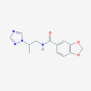 molecular formula C13H14N4O3 B500297 N-[2-(1,2,4-triazol-1-yl)propyl]-1,3-benzodioxole-5-carboxamide CAS No. 879055-90-0