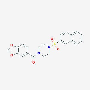 molecular formula C22H20N2O5S B500323 1-(1,3-Benzodioxol-5-ylcarbonyl)-4-(2-naphthylsulfonyl)piperazine CAS No. 878724-44-8