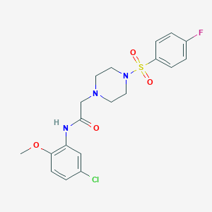 molecular formula C19H21ClFN3O4S B500339 N-(5-CHLORO-2-METHOXYPHENYL)-2-[4-(4-FLUOROBENZENESULFONYL)PIPERAZIN-1-YL]ACETAMIDE CAS No. 848068-22-4