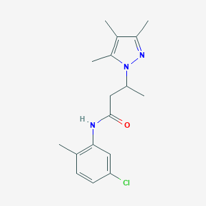 molecular formula C17H22ClN3O B500374 N-(5-chloro-2-methylphenyl)-3-(3,4,5-trimethyl-1H-pyrazol-1-yl)butanamide 
