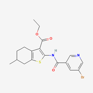 molecular formula C18H19BrN2O3S B5004773 Ethyl 2-{[(5-bromopyridin-3-yl)carbonyl]amino}-6-methyl-4,5,6,7-tetrahydro-1-benzothiophene-3-carboxylate 